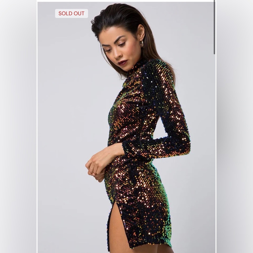 Motel Rocks Rosella Dress In Prism Shine Sequin / Mini Dress Open Back